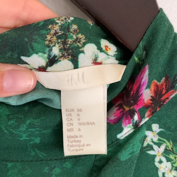 Green floral H&M dress, size 6 - Picture 3 of 5
